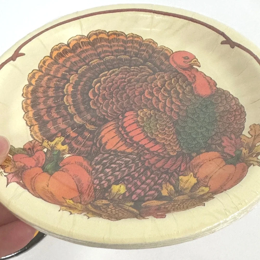 Vintage Halloween Thanksgiving Party Paper Plates 7in 4 Packs 1990s Made In USA